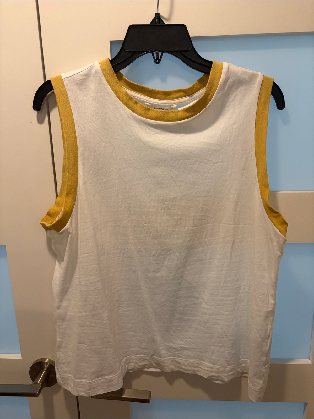 Banana Republic White Tank Top with Mustard Trim